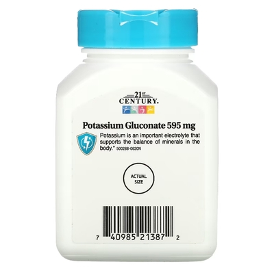 Калия глюконат 21st Century Potassium Gluconate 595 мг таблетки №110