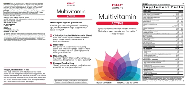 Витамины GNC Women's Multivitamin Active, 180 таблеток