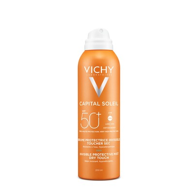 Набор Vichy Capital Soleil увлажняющий солнцезащитный водостойкий спрей-вуаль SPF50, 200 мл + Термальная Вода, для ухода за кожей, 50 мл