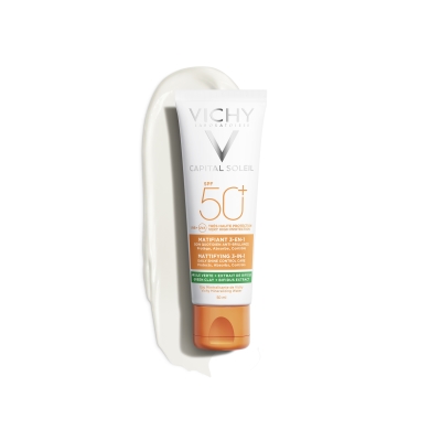 Набор Vichy Capital Soleil солнцезащитный крем 3-в-1 для жирной, проблемной кожи, SPF50+, 50 мл + Термальная Вода для ухода за кожей, 50мл