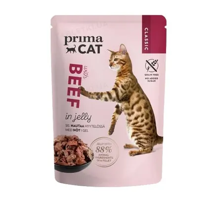 Корм вологий для кішок PrimaCat Сlassic філе яловичини в желе, 85 г