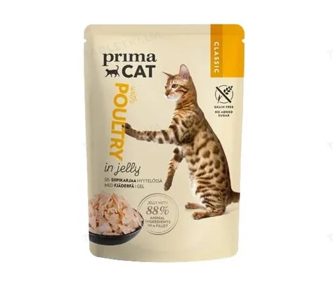 Корм вологий для кішок PrimaCat Сlassics філе м'яса птиці в желе, 85 г