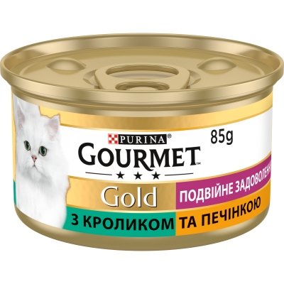 Корм влажный для кошек Purina Gourmet Gold Двойное удовольствие с кроликом и печенью, 85 г