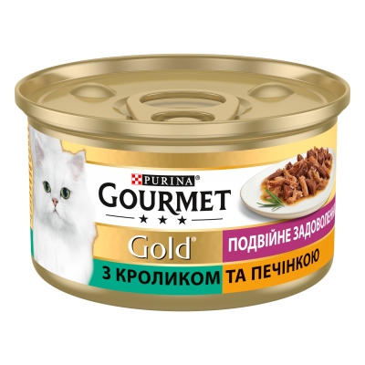 Корм вологий для кішок Purina Gourmet Gold Подвійне задоволення з кроликом та печінкою, 85 г