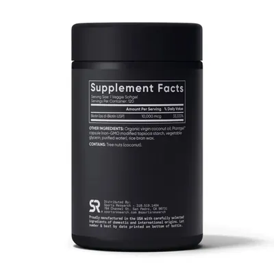 Біотин Sports Research Biotin 10000 мкг, 120 вегетаріанських капсул
