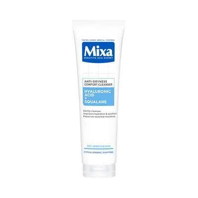 Гель для обличчя Mixa Anti-Dryness очищувальний з гіалуроновою кислотою та скваланом для сухої та чутливої шкіри, 150 мл