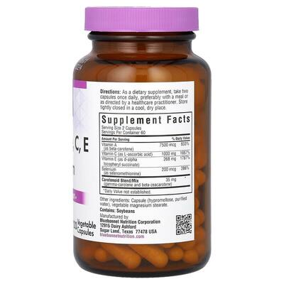 Бета-Каротин, C, Е+ Селен Bluebonnet Nutrition капсулы №120