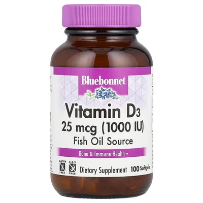 Вітамін D3 1000IU Bluebonnet Nutrition капсули №100