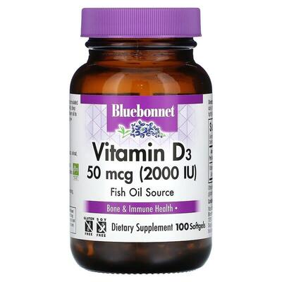 Витамин D3 2000IU Bluebonnet Nutrition капсулы №100