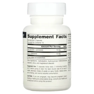Цинк L-карнозин Source Naturals GastricSoothe, 30 капсул