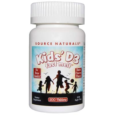 Вітамін D3 Source Naturals Kids D3 для дітей швидкорозчинні смак ягід, 200 таблеток