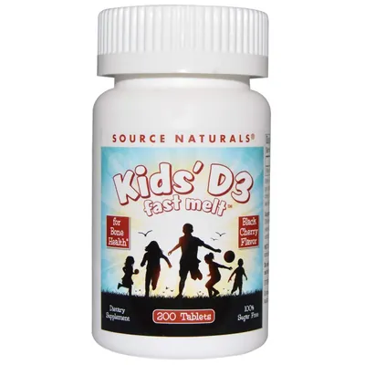 Вітамін D3 Source Naturals Kids D3 для дітей швидкорозчинні смак ягід, 200 таблеток