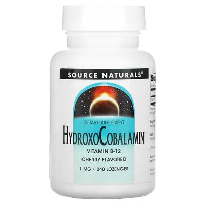 Вітамін В-12 (гідроксикобаламін) Source Naturals HydroxoCobalamin 1 мг смак вишні, 240 таблеток для розсмоктування