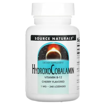 Вітамін В-12 (гідроксикобаламін) Source Naturals HydroxoCobalamin 1 мг смак вишні, 240 таблеток для розсмоктування