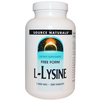 Лизин Source Naturals L-Lysine 1000 мг, 200 таблеток