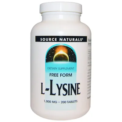 Лізин Source Naturals L-Lysine 1000 мг, 200 таблеток