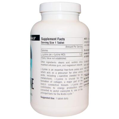 Лизин Source Naturals L-Lysine 1000 мг, 200 таблеток