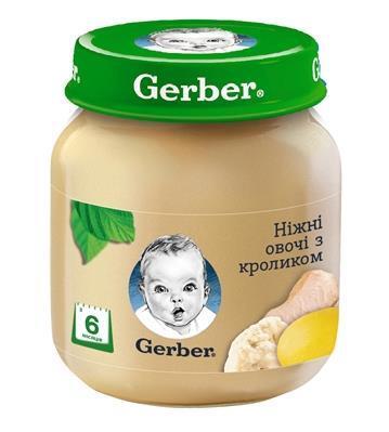 Пюре мясо-овощное Gerber Нежные овощи с кроликом (цветная капсута, кролик), 130 г