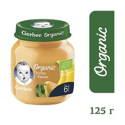 Пюре фруктовое Gerber Organic груша и банан, 125 г