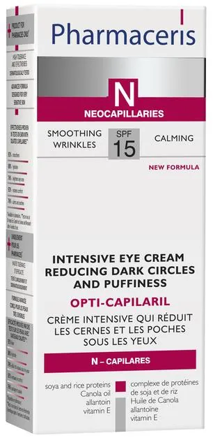 Крем Pharmaceris N Opti-Сapilaril SPF15 інтенсивний зменшуюючий темні кола і набряки під очима, 15 мл