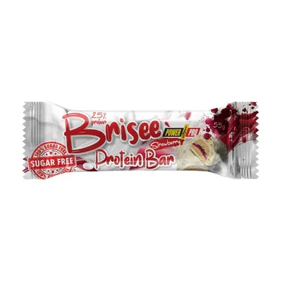 Батончик протеїновий Power Pro Brisee 25% протеїну, без цукру зі смаком полуниці, 20 штук по 55 г