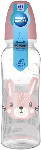 Пляшечка Canpol Babies 11/841_pin Cute Animals Зайчик BRA Free рожева, 250 мл