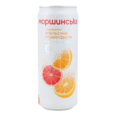 Напій безалкогольний Моршинська слабогазований з ароматом апельсина і грейпфрута, з/б 0,33 л