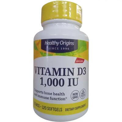 Витамин D3 в масле МСТ Healthy Origins Vitamin D3 in MCT Oil 1000 МЕ, 120 гелевых капсул