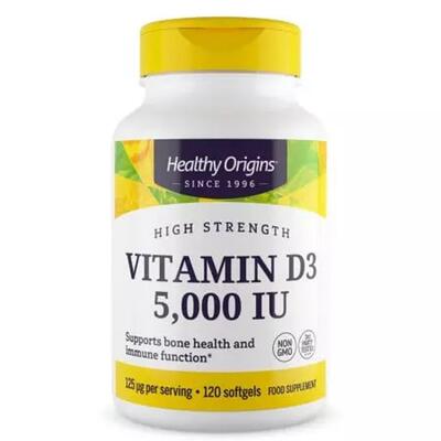 Витамин D3 в масле МСТ Healthy Origins Vitamin D3 in MCT Oil 5000 МЕ, 120 гелевых капсул