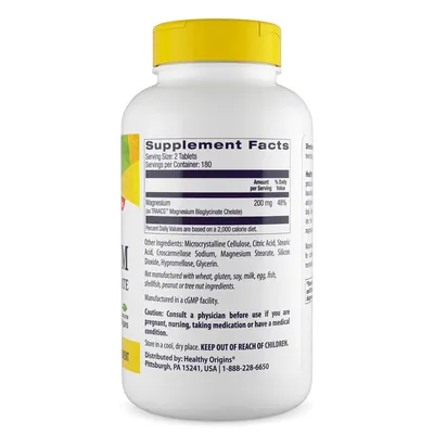 Магній бісгліцинат хелат Healthy Origins Magnesium Bisglycinate Chelate 200 мг, 360 таблеток
