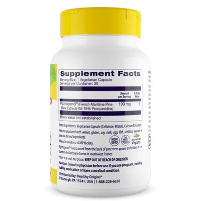 Пикногенол Healthy Origins Pycnogenol 100 мг, 30 капсул