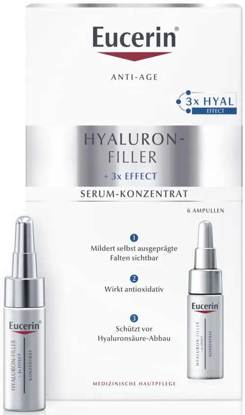 Концентрований догляд в ампулах Eucerin Hyaluron-Filler + 3x Effect проти глибоких зморшок (63908), 6 х 5 мл