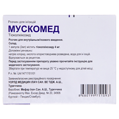 Мускомед раствор д/ин. 4 мг/2 мл по 2 мл №6 в амп.