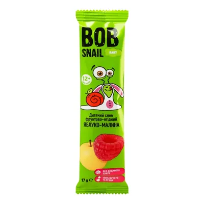 Снек Bob Snail Baby фруктово-ягідний для дітей з 12 місяців Яблуко-Малина, 17 г