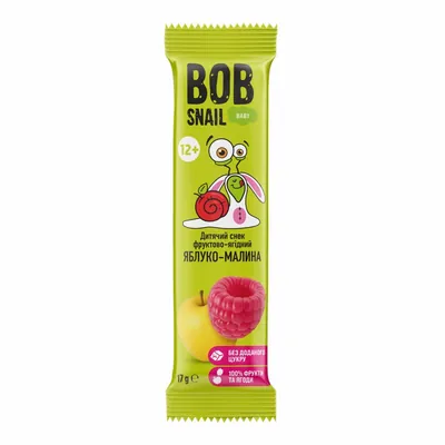 Снек Bob Snail Baby фруктово-ягідний для дітей з 12 місяців Яблуко-Малина, 17 г
