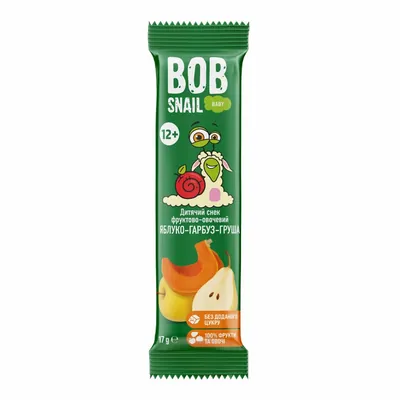 Снек Bob Snail Baby фруктово-овочевий для дітей з 12 місяців Яблуко-Гарбуз-Груша, 17 г
