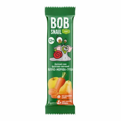 Снек Bob Snail Baby фруктово-овочевий для дітей з 12 місяців Яблуко-Морква-Груша, 17 г