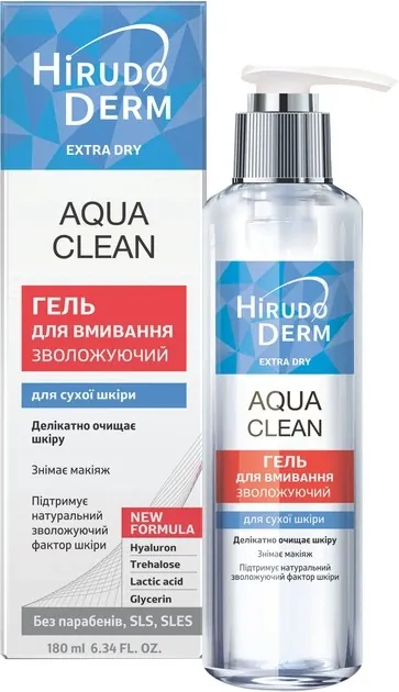 Гель для вмивання Hirudo Derm Extra Dry Aqua Clean зволожуючий, 180 мл