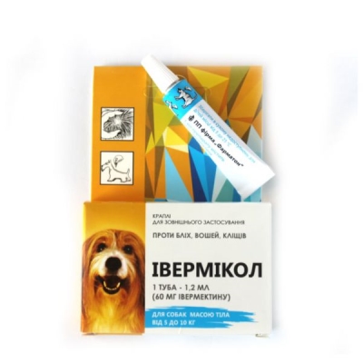 Ивермикол капли для собак весом 5-10 кг по 1,2 мл 1 флакон