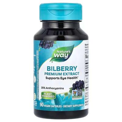 Черника для зрения Nature's Way Bilberry премиум экстракт, 90 веганских капсул