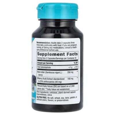 Черника для зрения Nature's Way Bilberry премиум экстракт, 90 веганских капсул