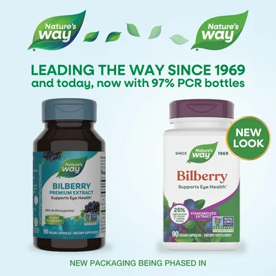 Чорниця Nature's Way Bilberry преміум екстракт, 90 веганських капсул