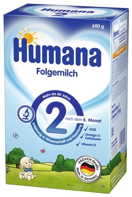 Суміш суха молочна Humana 2 з пребіотиками для подальшого годування для дітей з 6 до 12 місяців, 600 г