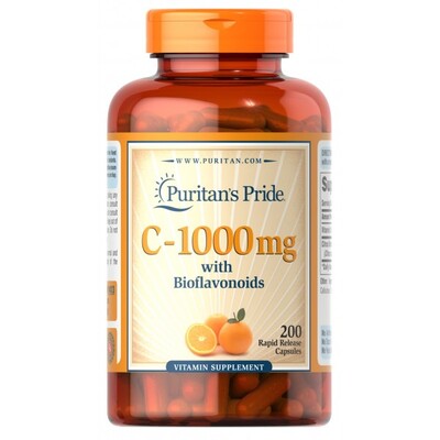 Витамин C 1000 Puritan's Pride Витамин C 1000 мг с цитрусовыми биофлавоноидами, 200 капсул
