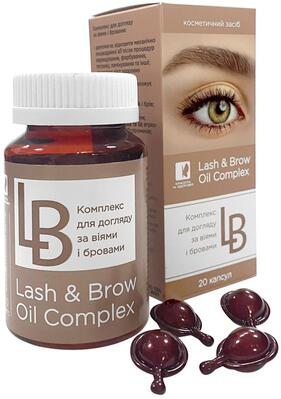 Комплекс масел LB Lash & Brow Oil Complex по уходу за ресницами и бровями, капсулы, 20 шт