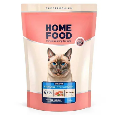 Корм сухий Home Food Hypoallergenic Sterilised для стерилізованих кішок та кастрованих котів, Морський коктейль, 1,6 кг