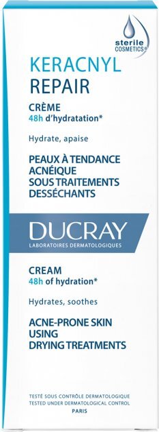 Крем для лица Ducray Keracnyl Repair Cream восстанавливающий 48 часов увлажнения, 50 мл