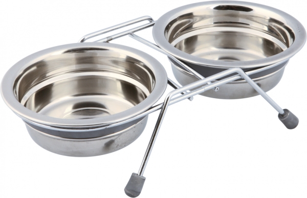 Миски для кошек Trixie 25230 Eat on Feet из стали на металической подставке с резиновыми ножками, 2 х 0,25 л/11 см