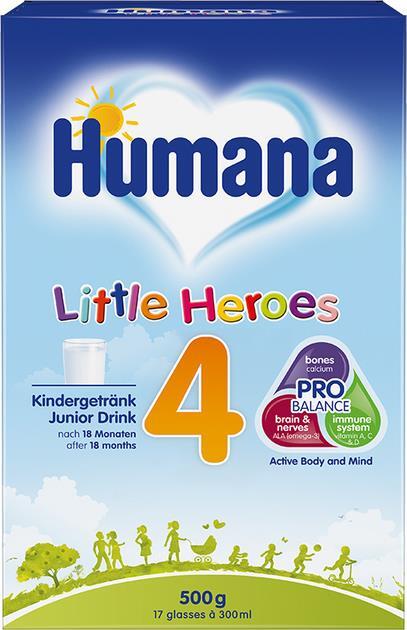 Смесь сухая молочная Humana 4 Little Heroes для детей от 18 месяцев, 500 г