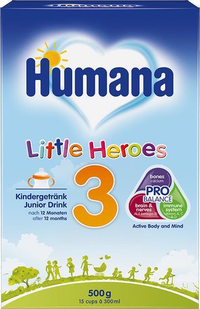 Смесь сухая молочная Humana 3 Little Heroes для детей от 12 месяцев, 500 г